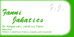 fanni jakatics business card